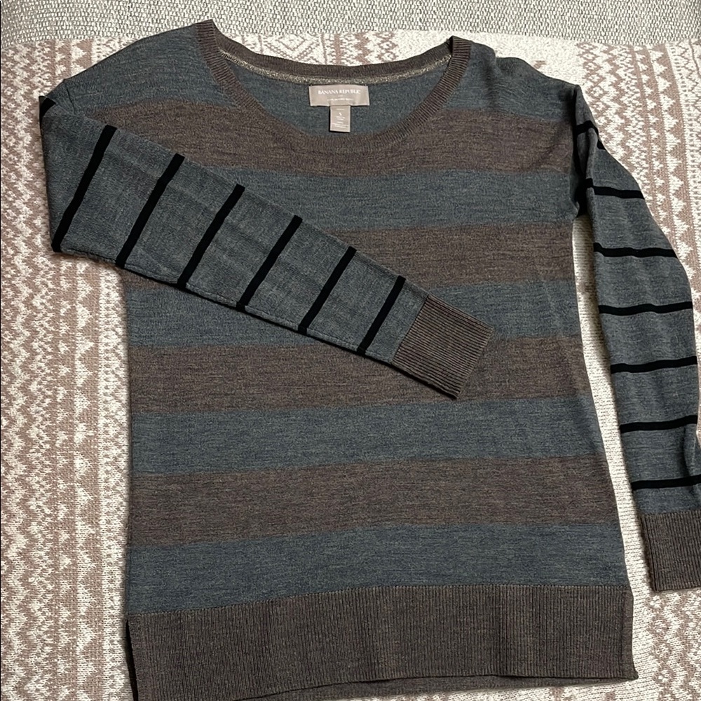 Banana Republic Striped Sweater - Gray and Brown